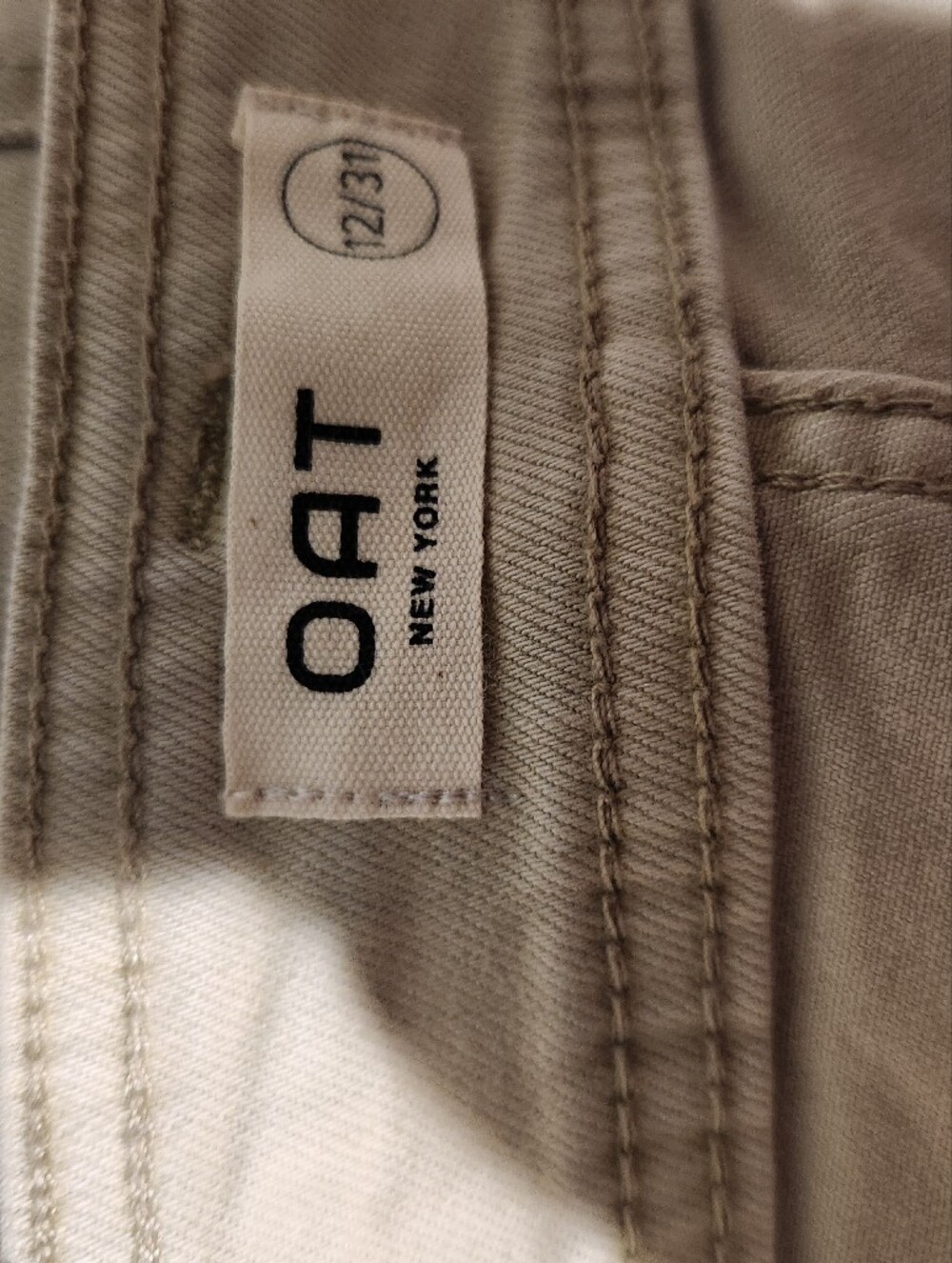 Oat New York Womens High Rise Wide Leg Jeans Tan Raw Hem 12/31 - Picture 8 of 8